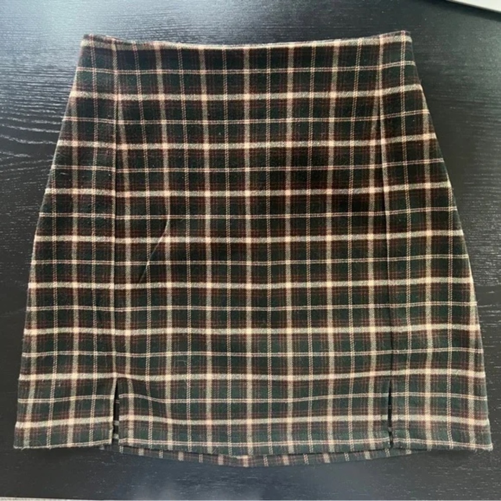 JOHN GALT / BRANDY MELVILLE Green Plaid Skirt One Size